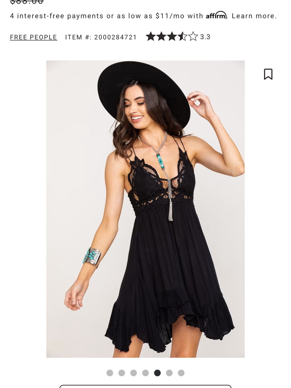 Free People Black Lace Trim Flowing Slip Dress